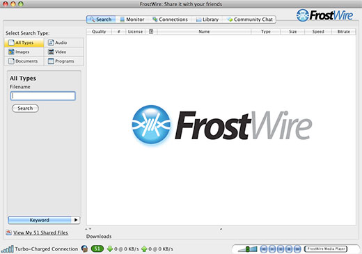FrostWire freeware screenshot
